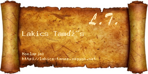 Lakics Tamás névjegykártya